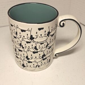 Spectrum Designz Cat Pattern Mug with Teal Interior